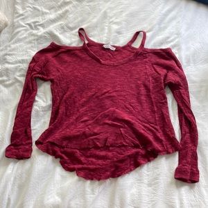 Red cold shoulder top